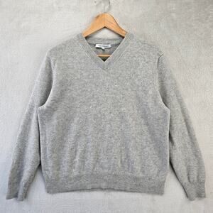Barrow & Grove Cashmere V-neck Sweater Womens XL Gray Preppy